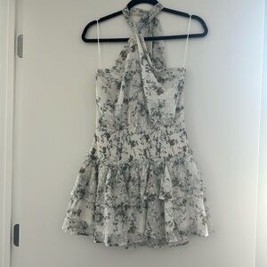 Blue Floral Swiss Dot Dress